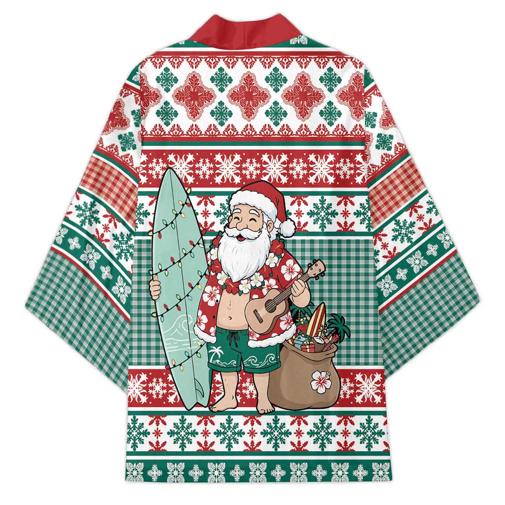 Hawaiian Funny Santa Surf Kimono Mele Kalikimaka Palaka Quilt Pattern - Polynesian Pride