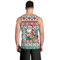 Hawaiian Funny Santa Surf Men Tank Top Mele Kalikimaka Palaka Quilt Pattern - Polynesian Pride