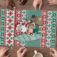 Hawaiian Funny Santa Surf Puzzle Mele Kalikimaka Palaka Quilt Pattern - Polynesian Pride