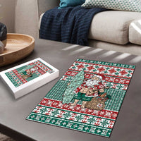 Hawaiian Funny Santa Surf Puzzle Mele Kalikimaka Palaka Quilt Pattern - Polynesian Pride