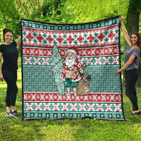 Hawaiian Funny Santa Surf Quilt Mele Kalikimaka Palaka Quilt Pattern - Polynesian Pride