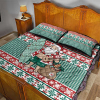 Hawaiian Funny Santa Surf Quilt Bed Set Mele Kalikimaka Palaka Quilt Pattern - Polynesian Pride
