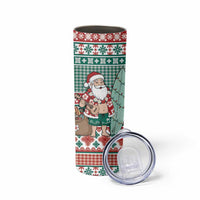 Hawaiian Funny Santa Surf Skinny Tumbler Mele Kalikimaka Palaka Quilt Pattern - Polynesian Pride
