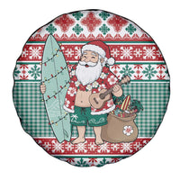 Hawaiian Funny Santa Surf Spare Tire Cover Mele Kalikimaka Palaka Quilt Pattern - Polynesian Pride