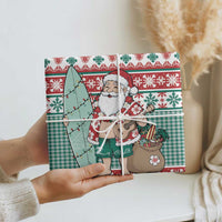 Hawaiian Funny Santa Surf Wrapping Paper Mele Kalikimaka Palaka Quilt Pattern - Polynesian Pride