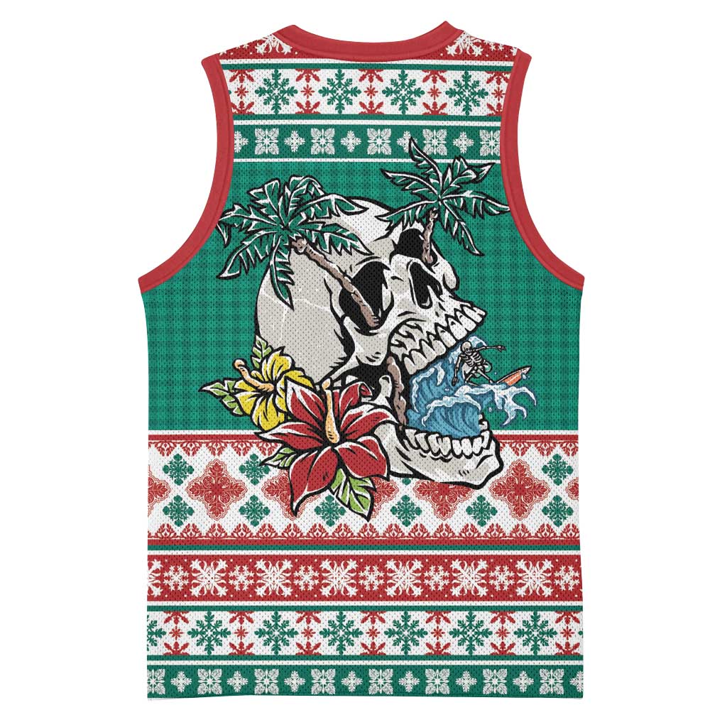 Hawaiian Skull Surfs Basketball Jersey Mele Kalikimaka Palaka Quilt Pattern - Polynesian Pride