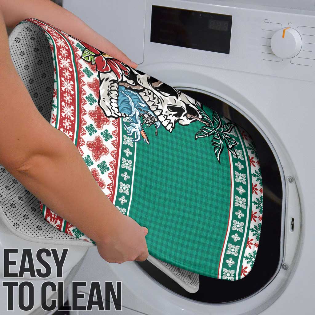 Hawaiian Skull Surfs Bathroom Set Mele Kalikimaka Palaka Quilt Pattern - Polynesian Pride