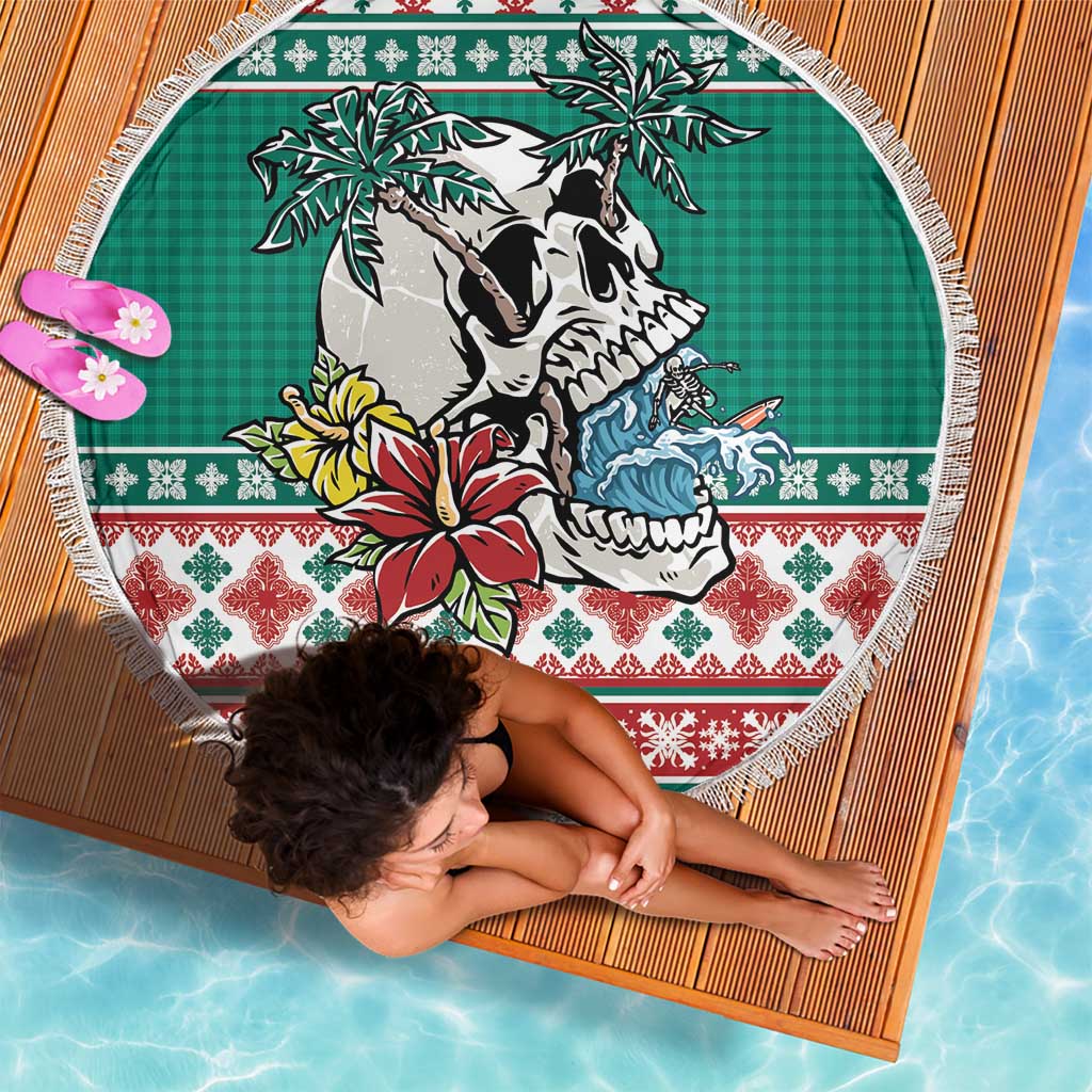 Hawaiian Skull Surfs Beach Blanket Mele Kalikimaka Palaka Quilt Pattern - Polynesian Pride