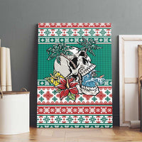 Hawaiian Skull Surfs Canvas Wall Art Mele Kalikimaka Palaka Quilt Pattern - Polynesian Pride