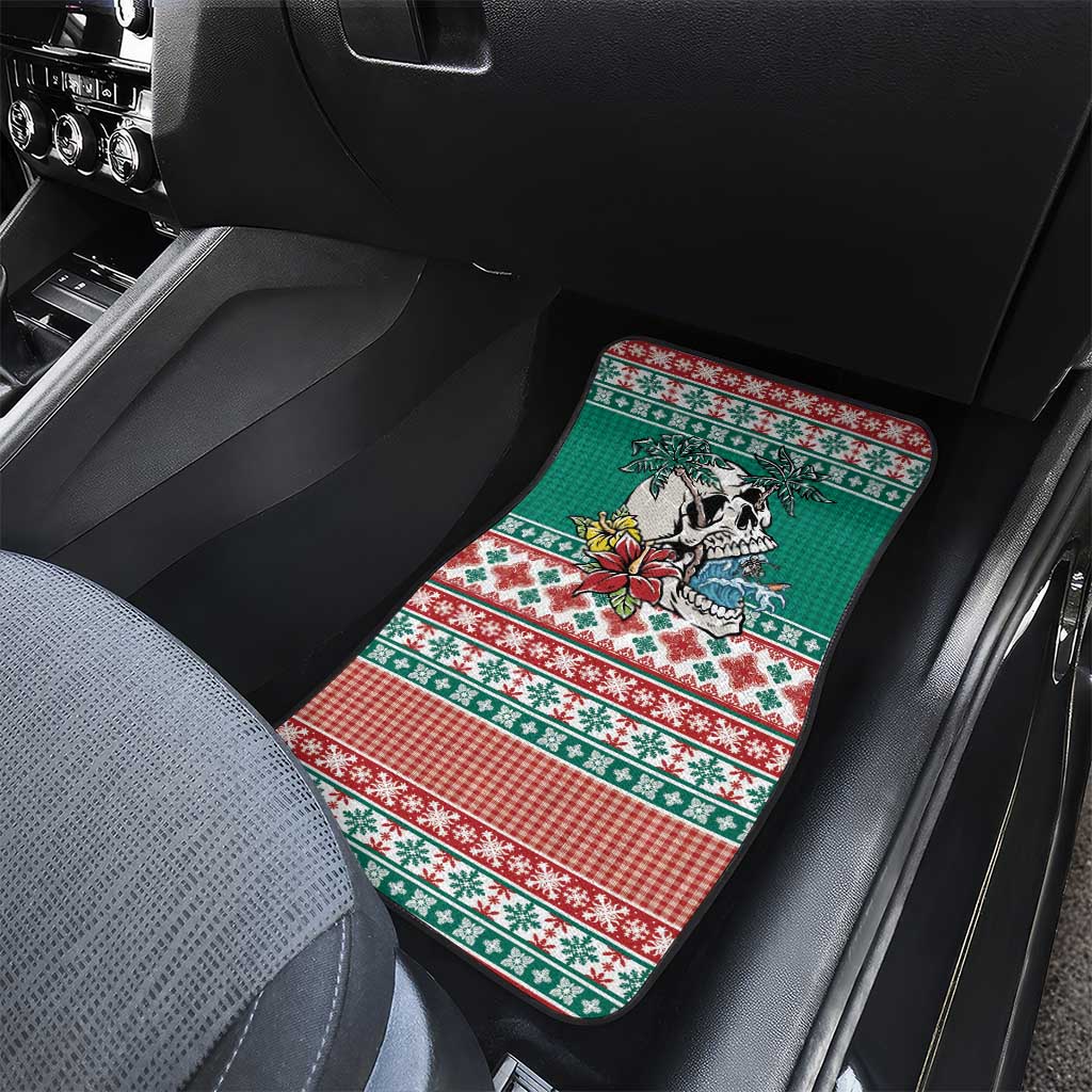 Hawaiian Skull Surfs Car Mats Mele Kalikimaka Palaka Quilt Pattern - Polynesian Pride
