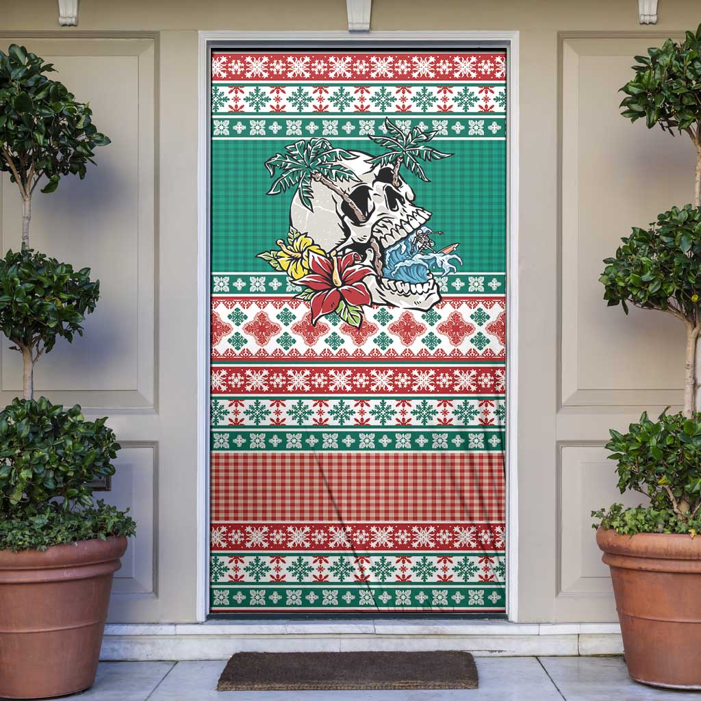 Hawaiian Skull Surfs Door Cover Mele Kalikimaka Palaka Quilt Pattern - Polynesian Pride