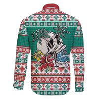 Hawaiian Skull Surfs Family Matching Off Shoulder Short Dress and Hawaiian Shirt Mele Kalikimaka Palaka Quilt Pattern - Polynesian Pride