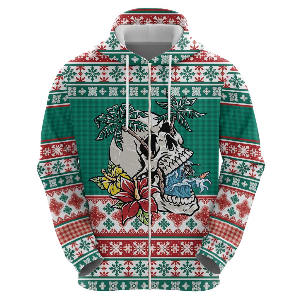 Hawaiian Skull Surfs Hoodie Mele Kalikimaka Palaka Quilt Pattern - Polynesian Pride