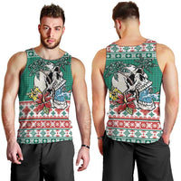 Hawaiian Skull Surfs Men Tank Top Mele Kalikimaka Palaka Quilt Pattern - Polynesian Pride