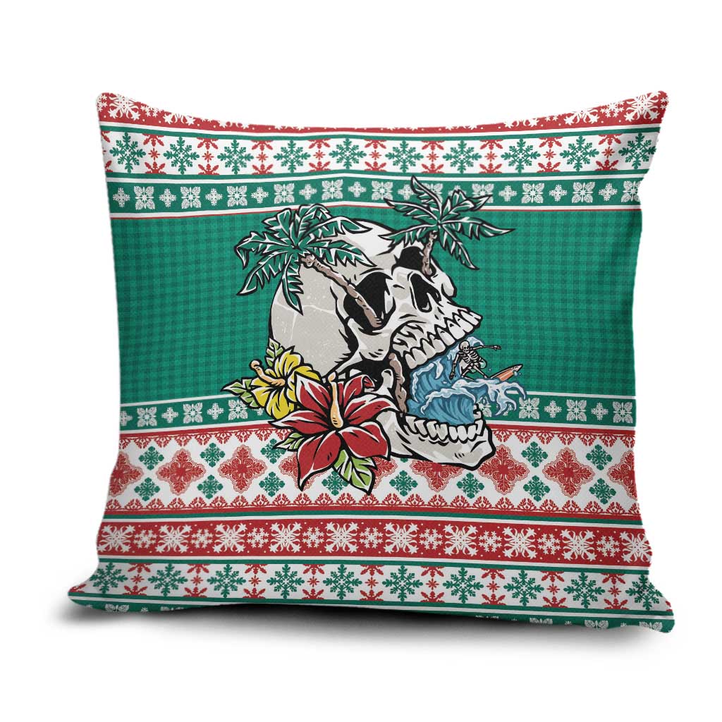 Hawaiian Skull Surfs Pillow Cover Mele Kalikimaka Palaka Quilt Pattern - Polynesian Pride