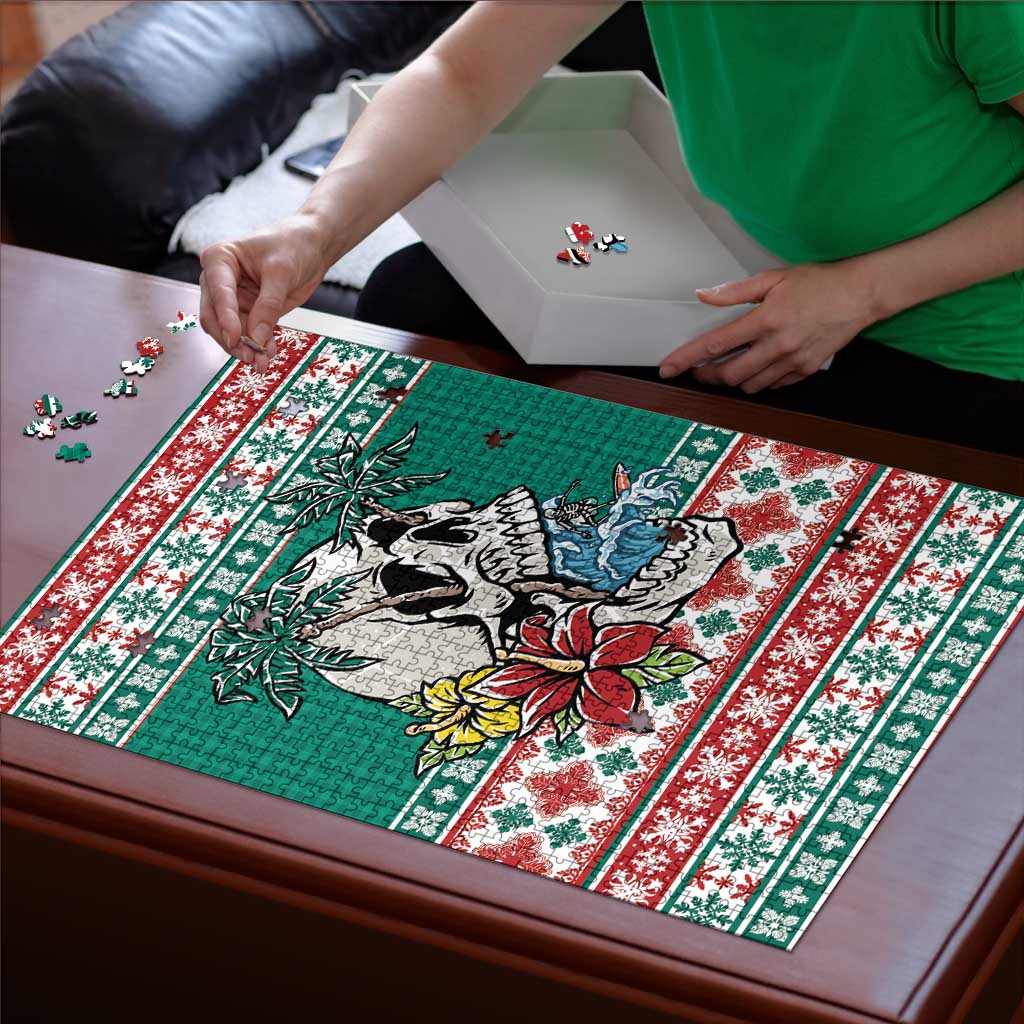 Hawaiian Skull Surfs Puzzle Mele Kalikimaka Palaka Quilt Pattern - Polynesian Pride