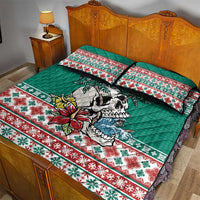 Hawaiian Skull Surfs Quilt Bed Set Mele Kalikimaka Palaka Quilt Pattern - Polynesian Pride