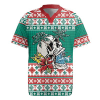 Hawaiian Skull Surfs Rugby Jersey Mele Kalikimaka Palaka Quilt Pattern - Polynesian Pride