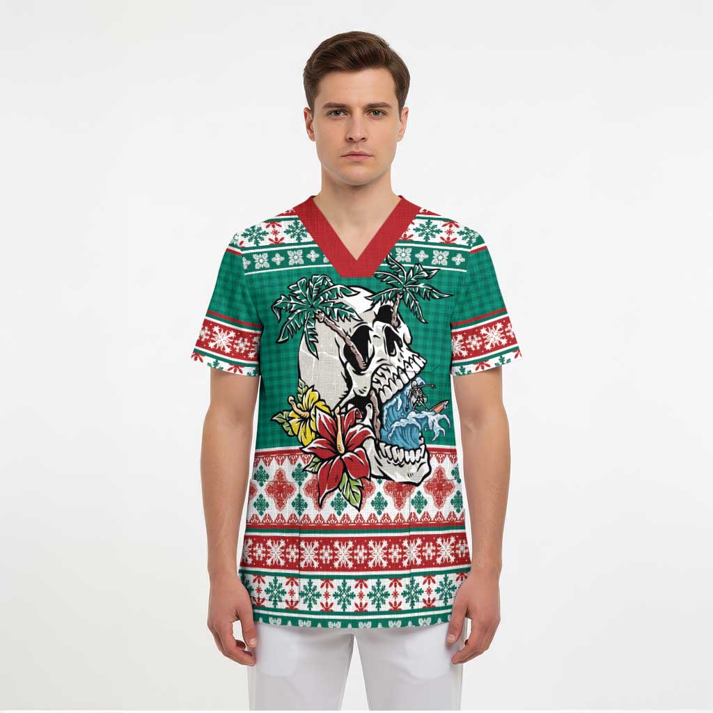 Hawaiian Skull Surfs Scrub Top Mele Kalikimaka Palaka Quilt Pattern - Polynesian Pride