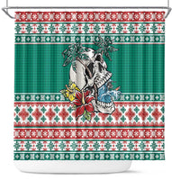 Hawaiian Skull Surfs Shower Curtain Mele Kalikimaka Palaka Quilt Pattern - Polynesian Pride