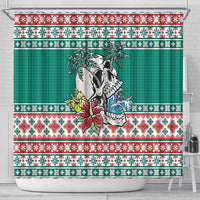 Hawaiian Skull Surfs Shower Curtain Mele Kalikimaka Palaka Quilt Pattern - Polynesian Pride