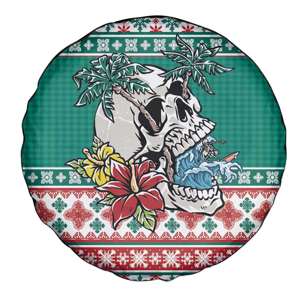 Hawaiian Skull Surfs Spare Tire Cover Mele Kalikimaka Palaka Quilt Pattern - Polynesian Pride