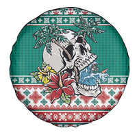 Hawaiian Skull Surfs Spare Tire Cover Mele Kalikimaka Palaka Quilt Pattern - Polynesian Pride