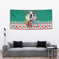 Hawaiian Skull Surfs Tapestry Mele Kalikimaka Palaka Quilt Pattern - Polynesian Pride