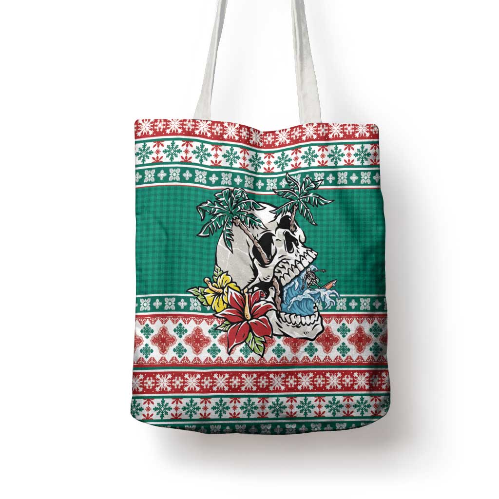 Hawaiian Skull Surfs Tote Bag Mele Kalikimaka Palaka Quilt Pattern - Polynesian Pride