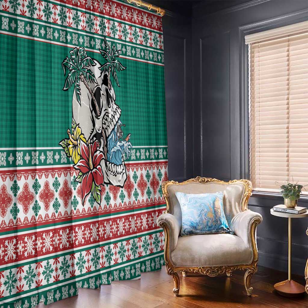 Hawaiian Skull Surfs Window Curtain Mele Kalikimaka Palaka Quilt Pattern - Polynesian Pride