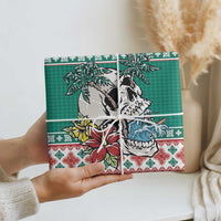 Hawaiian Skull Surfs Wrapping Paper Mele Kalikimaka Palaka Quilt Pattern - Polynesian Pride