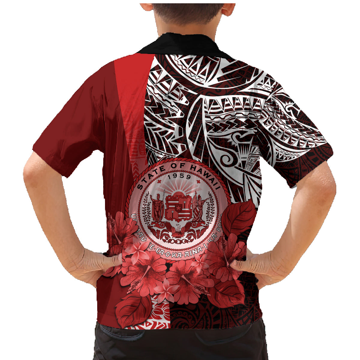 Aloha Vintage Hawaii Tribal Family Matching Mermaid Dress and Hawaiian Shirt Red Style LT9 - Polynesian Pride