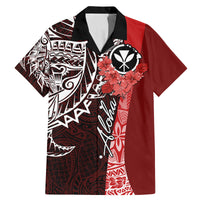 Aloha Vintage Hawaii Tribal Family Matching Mermaid Dress and Hawaiian Shirt Red Style LT9 Dad's Shirt - Short Sleeve Red - Polynesian Pride