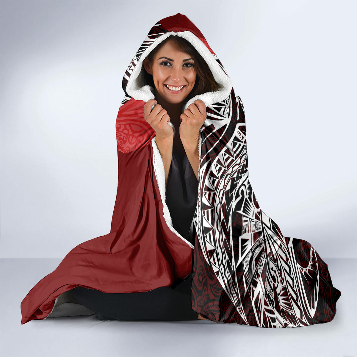 Aloha Vintage Hawaii Tribal Hooded Blanket Red Style LT9 - Polynesian Pride
