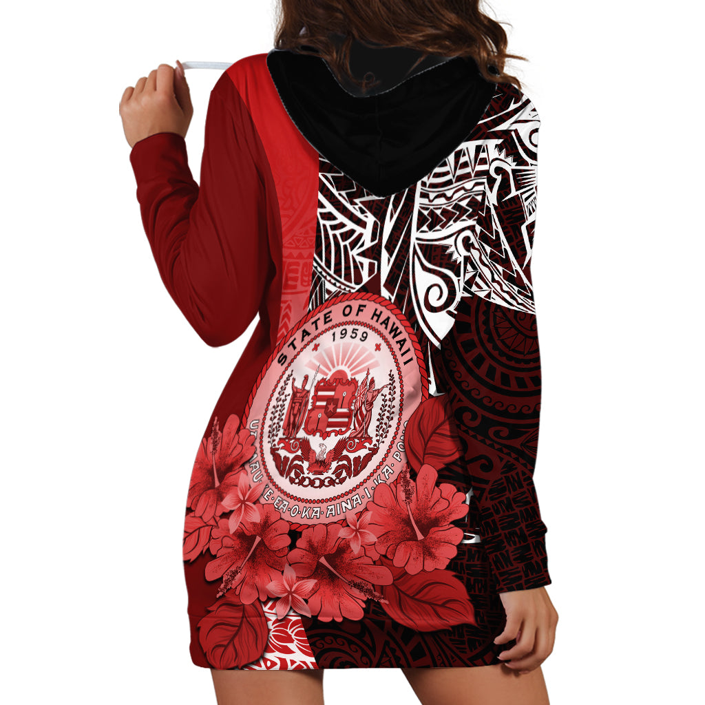 Aloha Vintage Hawaii Tribal Hoodie Dress Red Style LT9 - Polynesian Pride