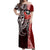 Aloha Vintage Hawaii Tribal Off Shoulder Maxi Dress Red Style LT9 Women Red - Polynesian Pride