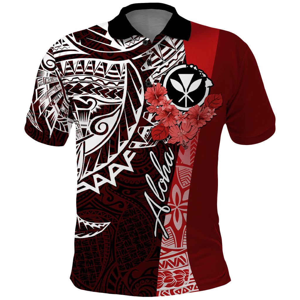 Aloha Vintage Hawaii Tribal Polo Shirt Red Style LT9 Red - Polynesian Pride