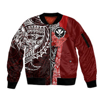 Aloha Vintage Hawaii Tribal Sleeve Zip Bomber Jacket Red Style LT9 Unisex Red - Polynesian Pride