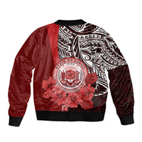 Aloha Vintage Hawaii Tribal Sleeve Zip Bomber Jacket Red Style LT9 - Polynesian Pride