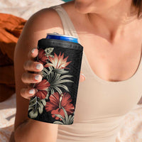 Guam Hafa Adai 4 in 1 Can Cooler Tumbler Tropical Flowers with Polynesian Pattern