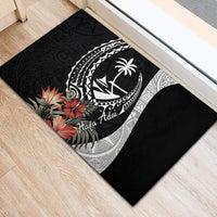 Hafa Adai Guam Rubber Doormat Tropical Flowers with Polynesian Pattern LT9 - Polynesian Pride