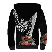 Hafa Adai Guam Sherpa Hoodie Tropical Flowers with Polynesian Pattern LT9 - Polynesian Pride