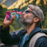 Bula Fiji Vintage Fijian Masi Pattern 4 in 1 Can Cooler Tumbler Blue Unique