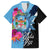 Bula Fiji Vintage Fijian Masi Pattern Family Matching Puletasi Dress and Hawaiian Shirt Blue Unique LT9 Dad's Shirt - Short Sleeve Blue - Polynesian Pride
