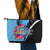 Bula Fiji Vintage Fijian Masi Pattern Leather Tote Bag Blue Unique LT9 - Polynesian Pride
