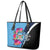 Bula Fiji Vintage Fijian Masi Pattern Leather Tote Bag Blue Unique LT9 - Polynesian Pride