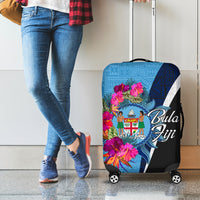 Bula Fiji Vintage Fijian Masi Pattern Luggage Cover Blue Unique LT9 - Polynesian Pride
