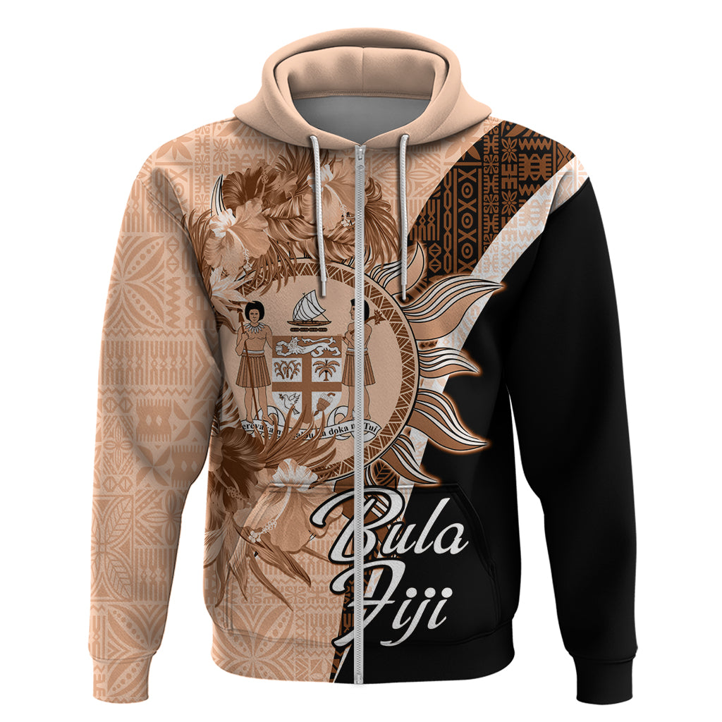 Bula Fiji Vintage Fijian Masi Pattern Hoodie Peach Fuzz Unique LT9 Zip Hoodie Peach Fuzz - Polynesian Pride