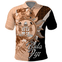 Bula Fiji Vintage Fijian Masi Pattern Polo Shirt Peach Fuzz Unique LT9 Peach Fuzz - Polynesian Pride