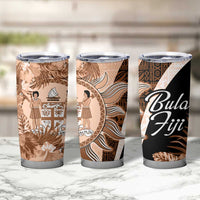 Bula Fiji Vintage Fijian Masi Pattern Tumbler Cup Peach Fuzz Unique